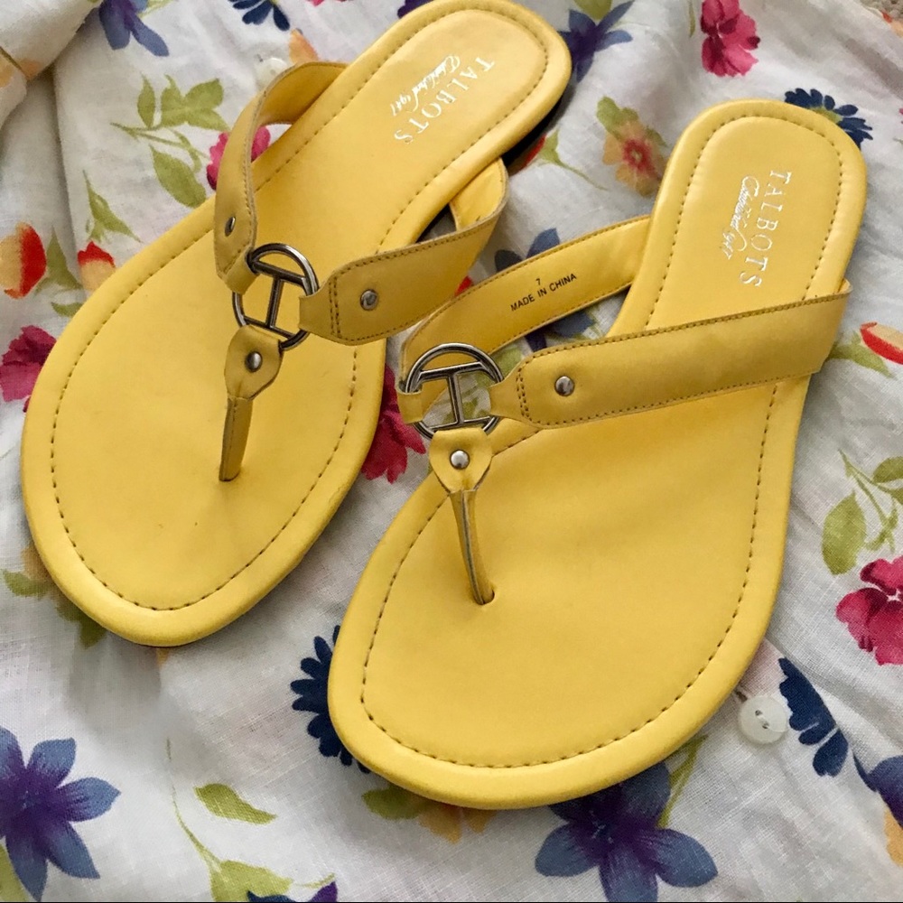 TALBOTS Yellow Flat Sandals 7M